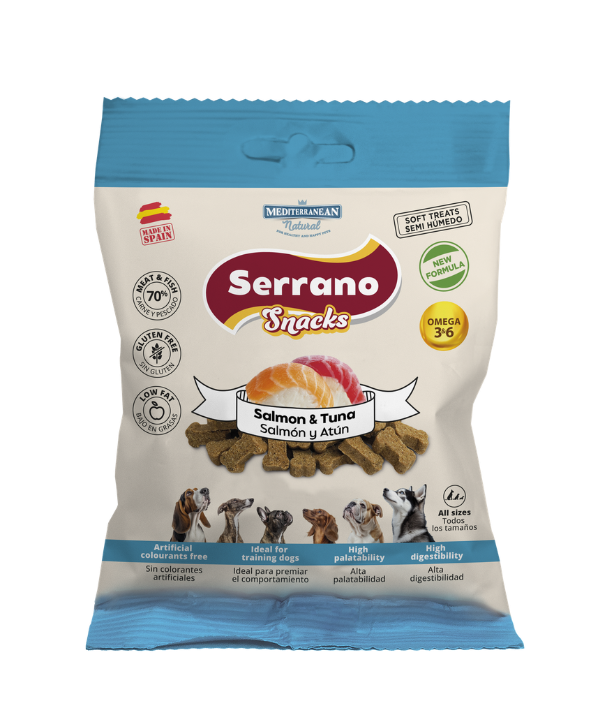 [68175-U] Serrano Snack Perro Salmón y Atún 85 g