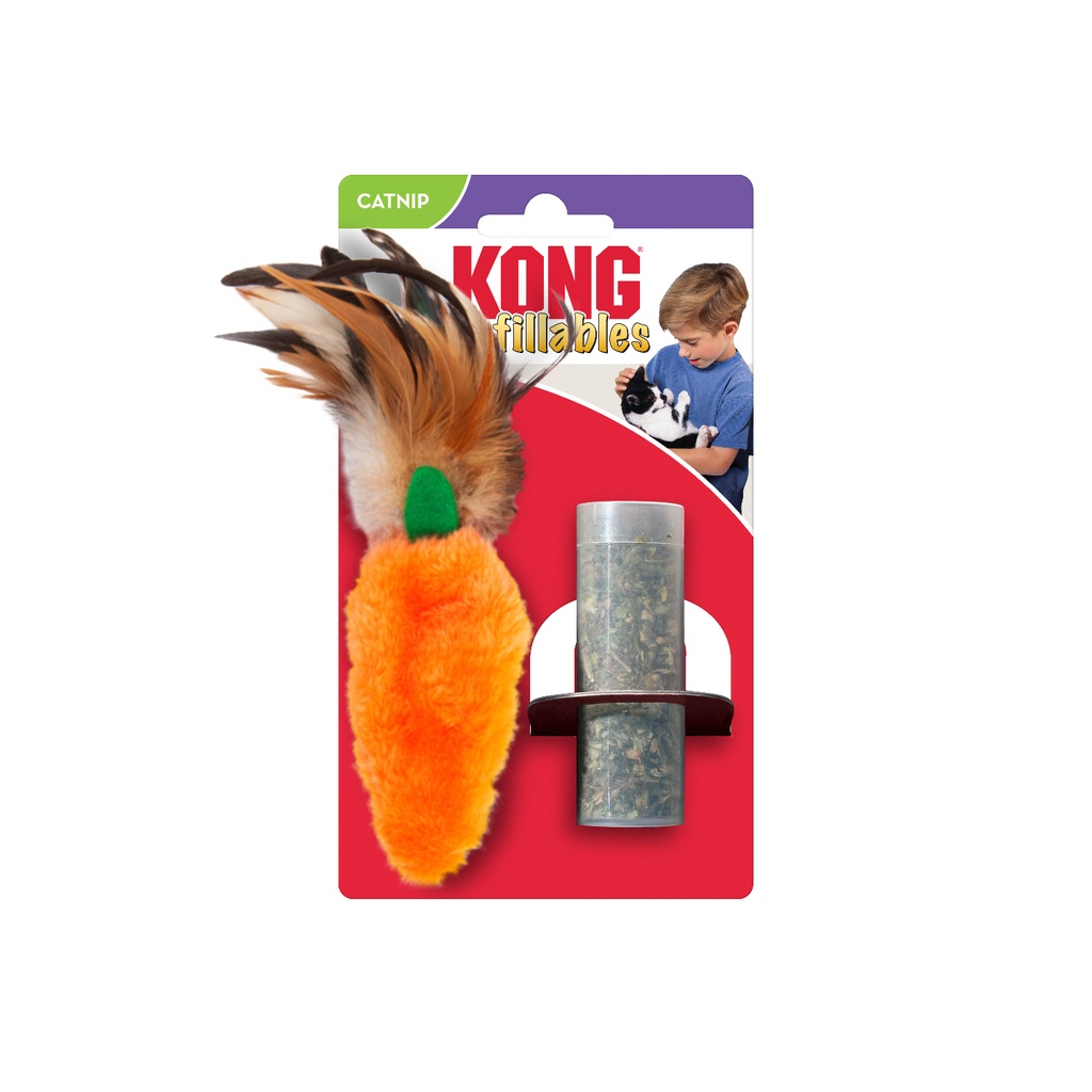 KONG CAT REFILLABLES CARROT W/FEATHER TOP