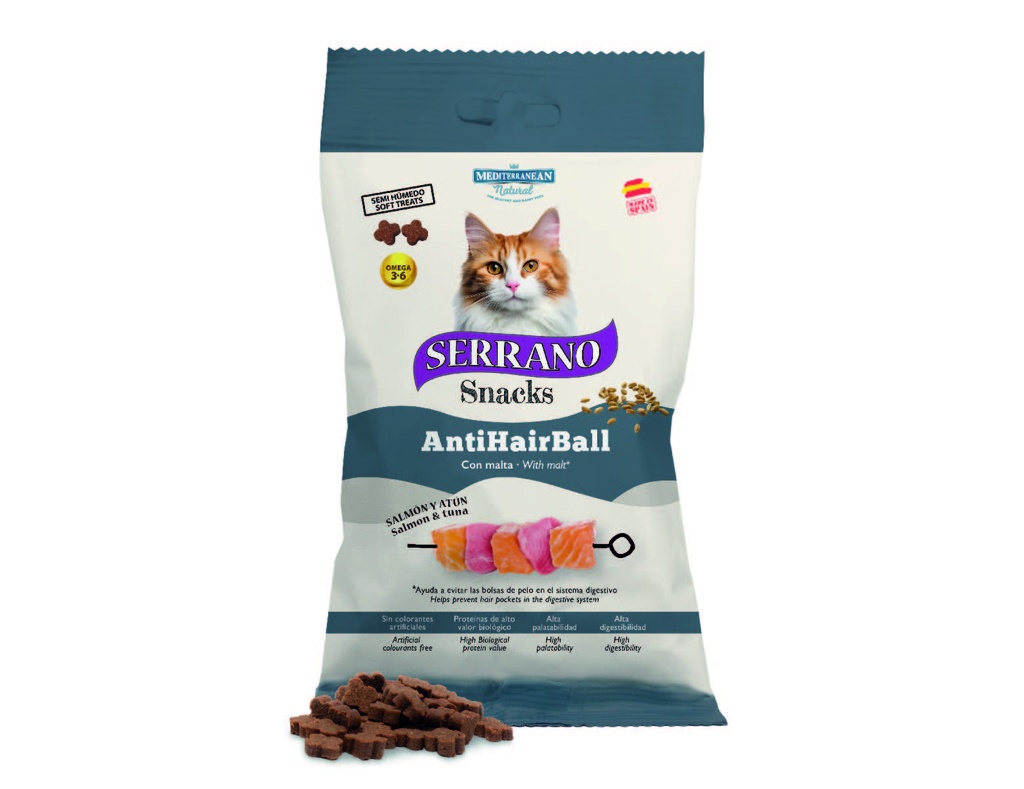 [68011-U] Serrano Snack Gato 50g Anti Hairball Salmón y Atún