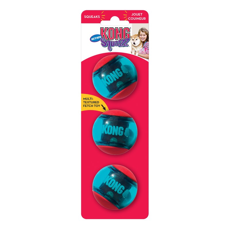 [JU04169] KONG SQUEEZZ ACTION BALL RED/BLUE M (3unds)